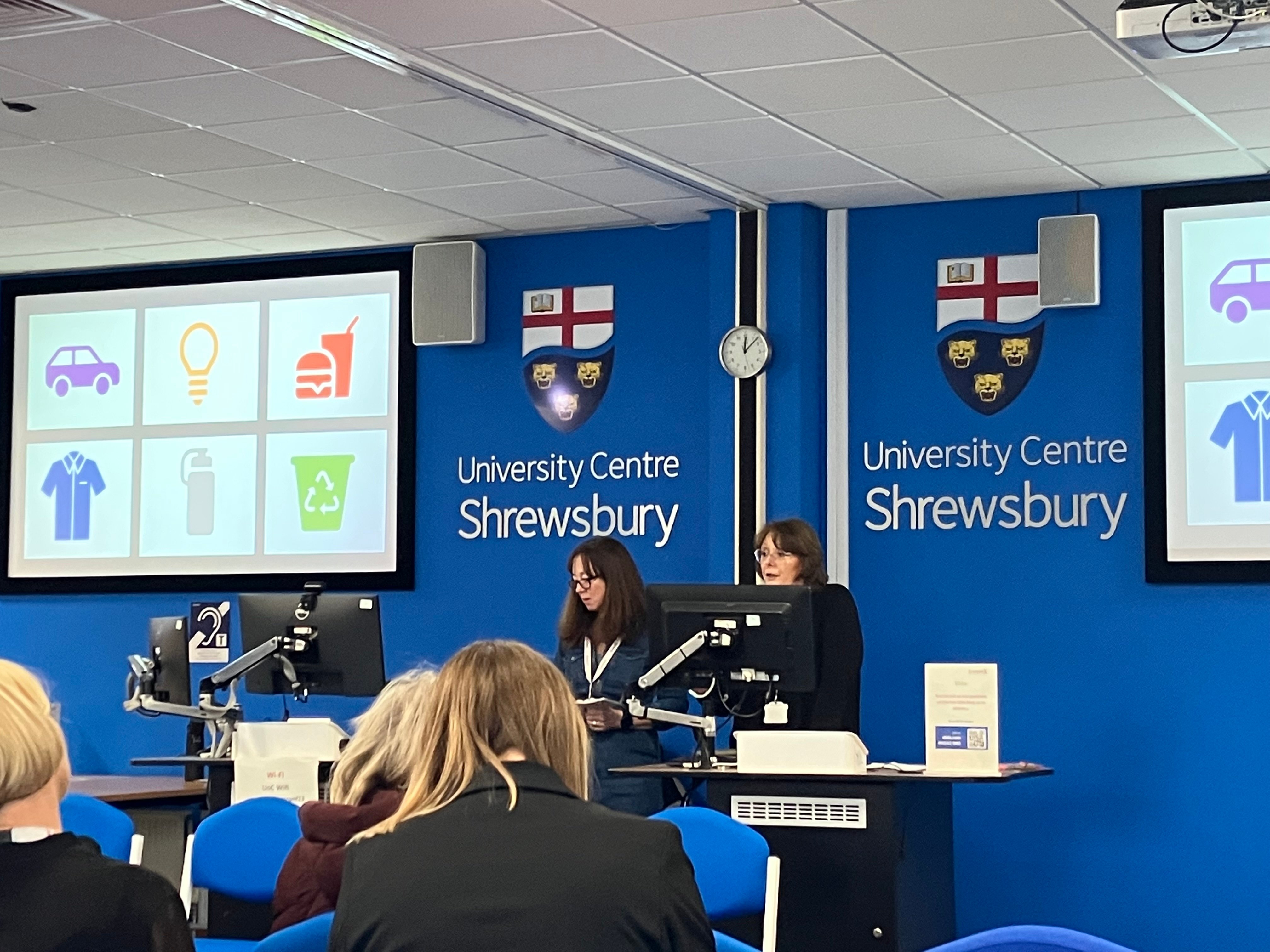 A photo of Suzy and Helen of Energize STW presenting a Climate Change Session at our Empowering Communities Celebration event.