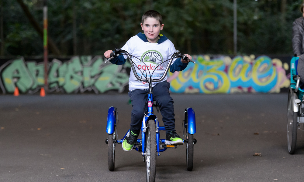 Child cycling outdoors