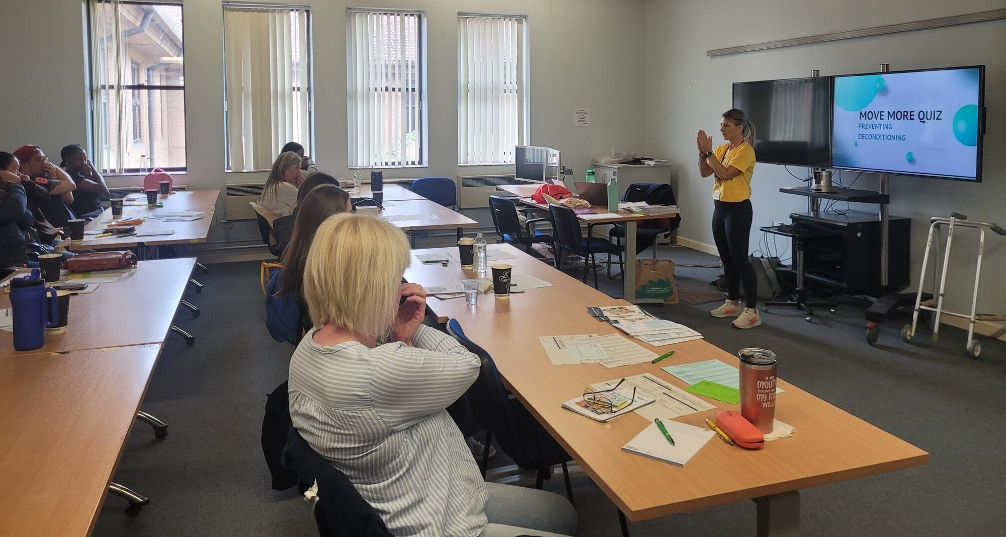 Christina delivering Neuro Exercise Demonstrations to staff working at Princess Royal Hospital in Telford