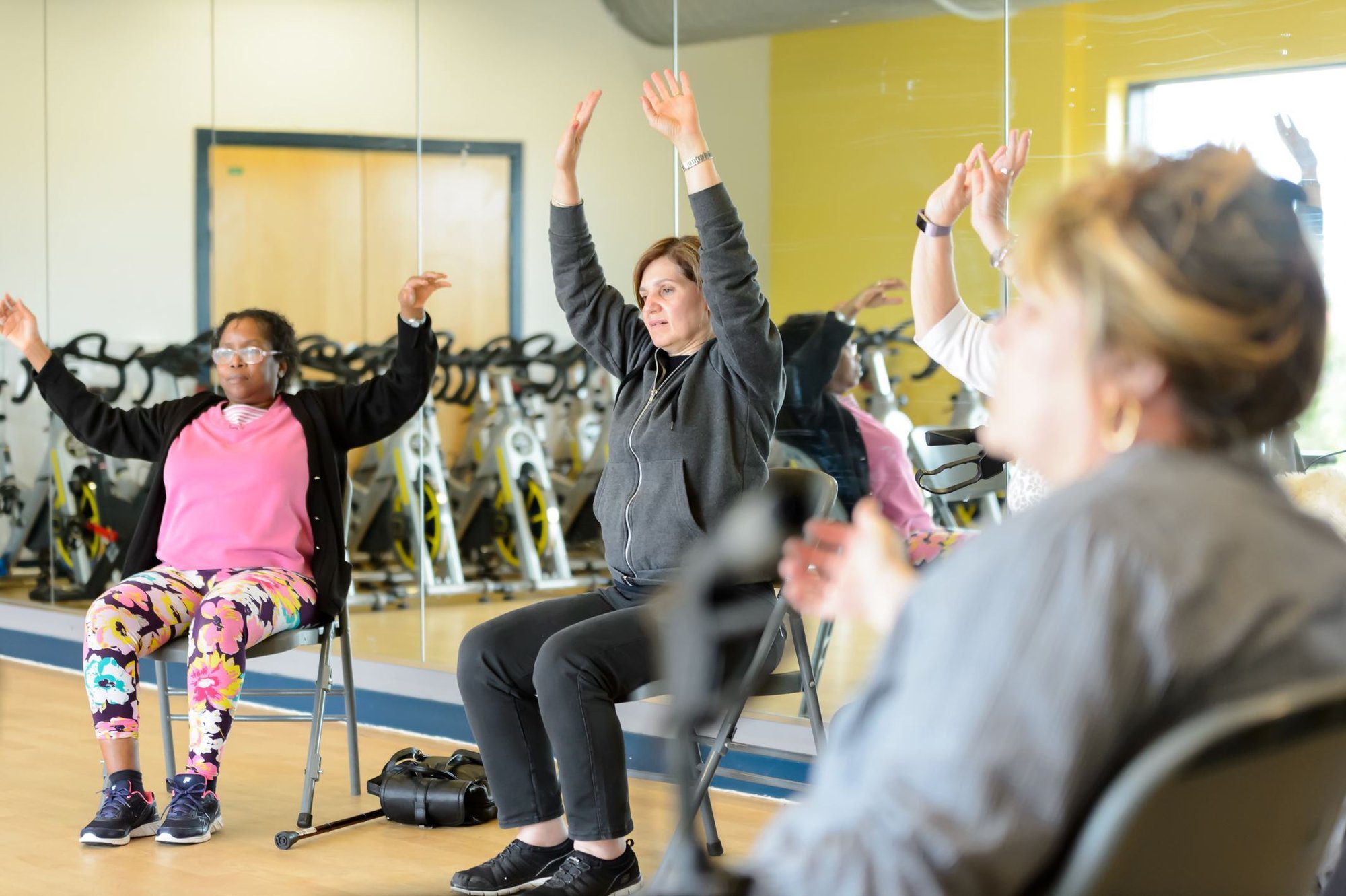 Females taking part in a physical activity class